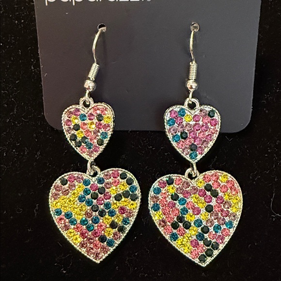NWT Multicolor 2-Hearts Earrings - Picture 4 of 4